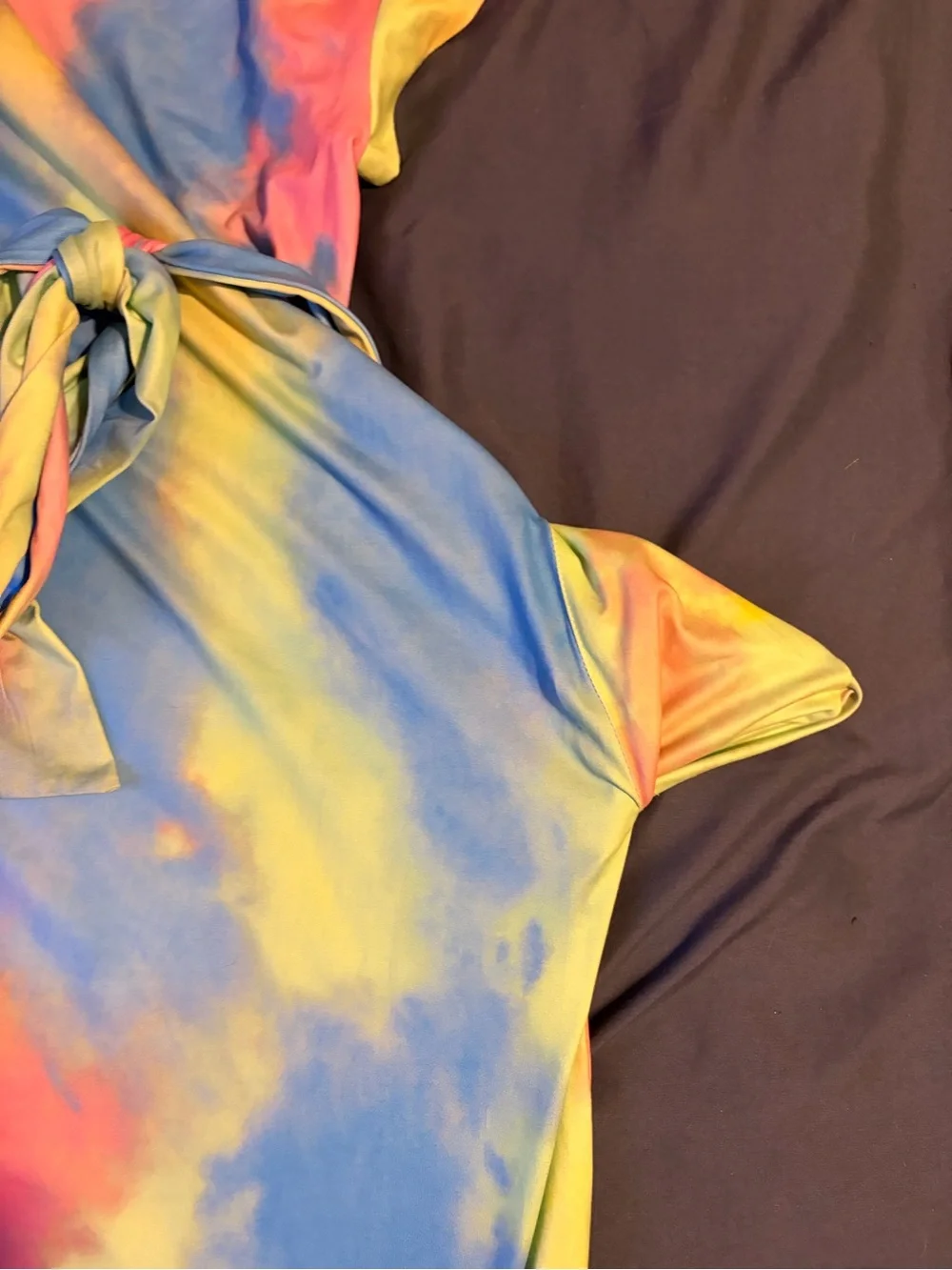 Pastel Tie-Dye Midi Dress with Self Tie Belt - Picture 3 of 5